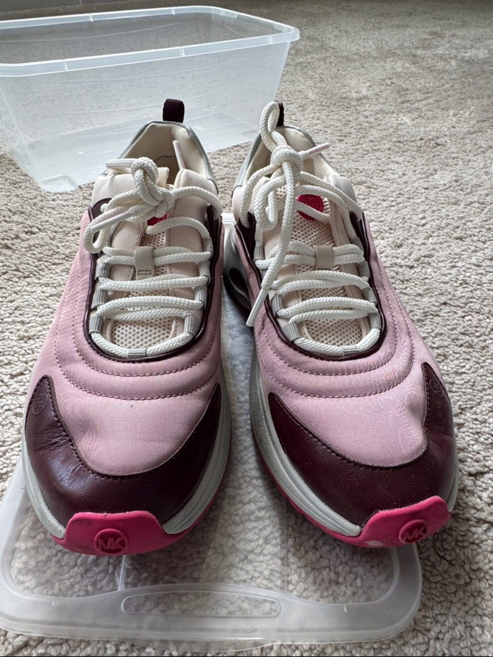 Michael Kors Pink, Cream & Brown Platform Sneakers - Picture 7 of 11